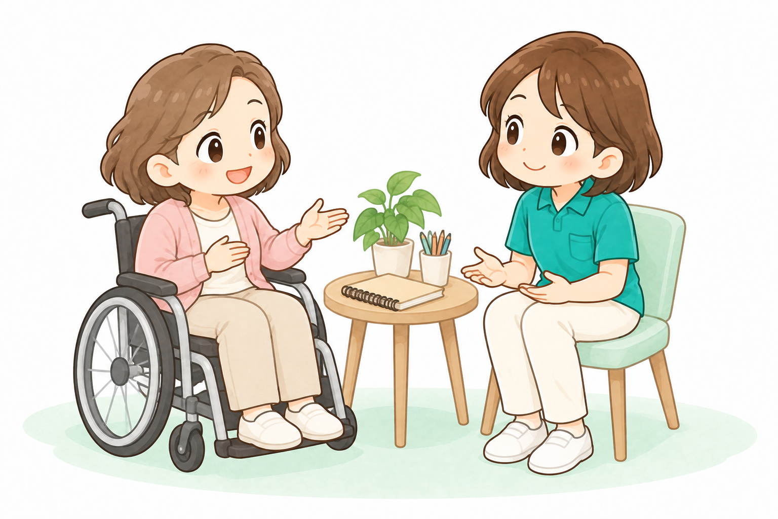 本人が続けたい暮らしについて話を聞く作業療法士
